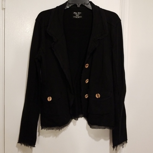 💕LUCY LOVE💕 Black Raw Edge Sweater Blazer - Picture 1 of 6